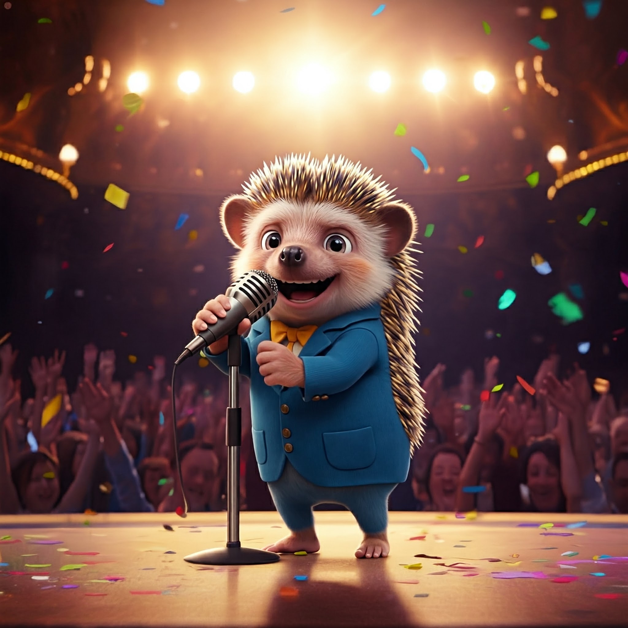 Mr. Giggles with a guitar
